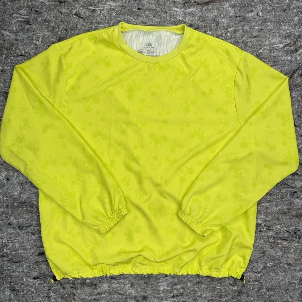Disneyland Parks Mickey‎ Mouse Faces Pullover XL Yellow Clinch Waist Windbreaker